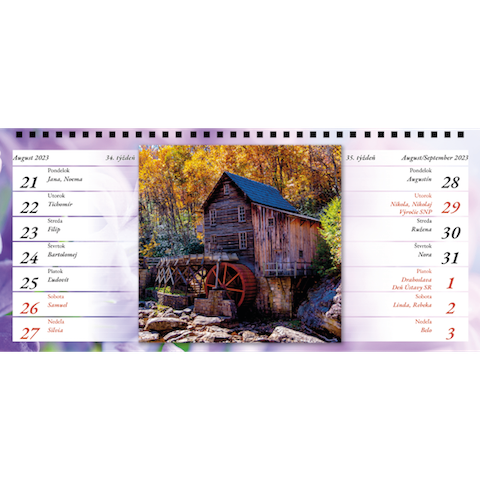 Stolový dvojtýždenný kalendár (poštovné)